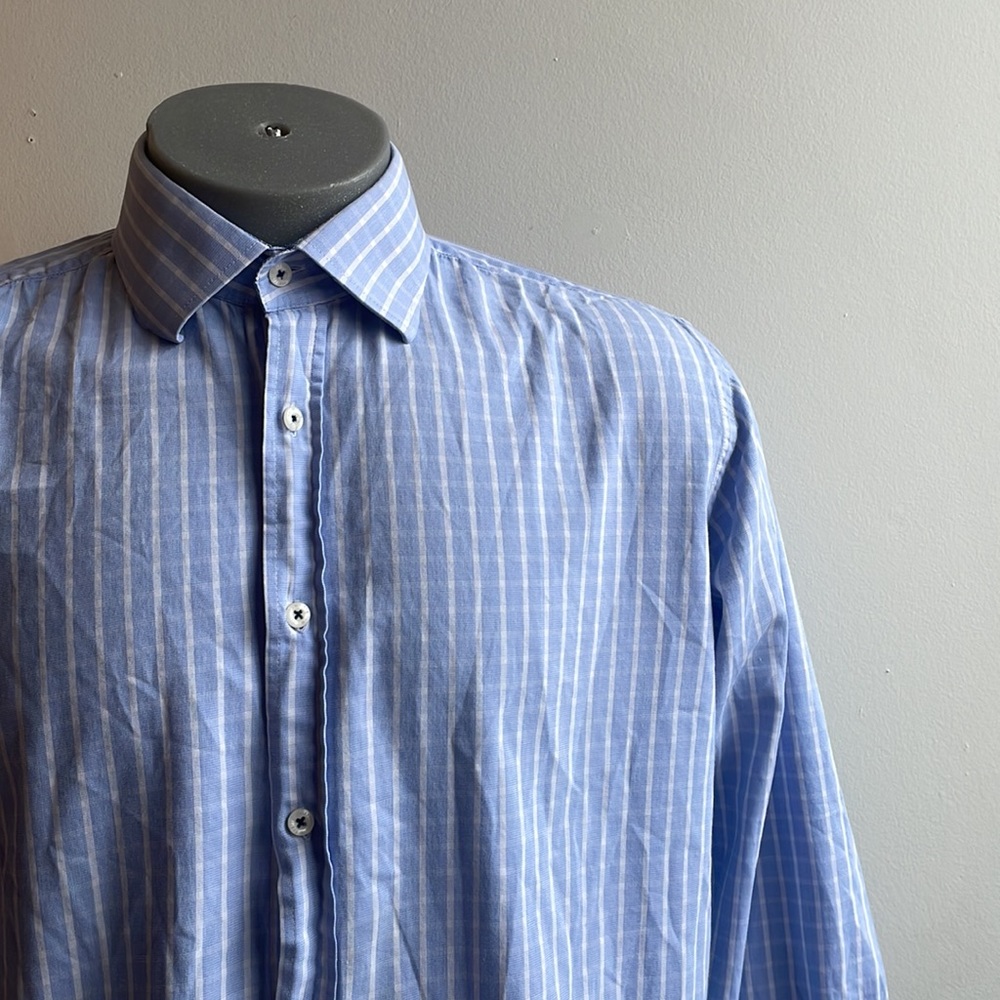 English Laundry Blue Striped Dress Shirt 16.5